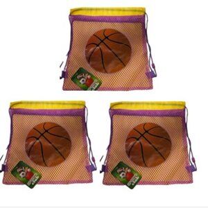 3 Pack Basketball Drawstring Mesh Sling Bags Kids Gym Party